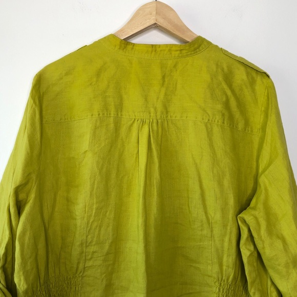 Grace Elements Lime Green 100% Linen Pullover 1/2 Button Down Shirt Top (2X) - Picture 6 of 9